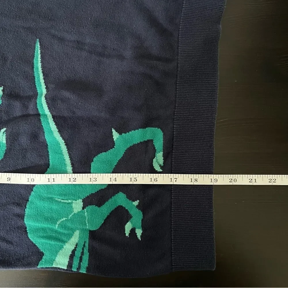 OshKosh B'Gosh Sweater Boys Size 8 Navy Blue Dinosaur Dino Crew Neck Cotton